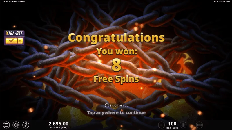 Dark Forge - uruchomienie Free Spins za pomocą trzech symboli Scatter