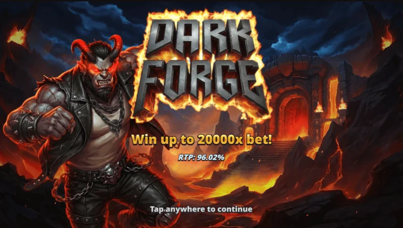 Dark Forge - menu startowe z motywem piekielnej kuźni