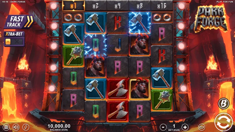 Dark Forge - główny ekran gry z siatką 4-5-5-5-4